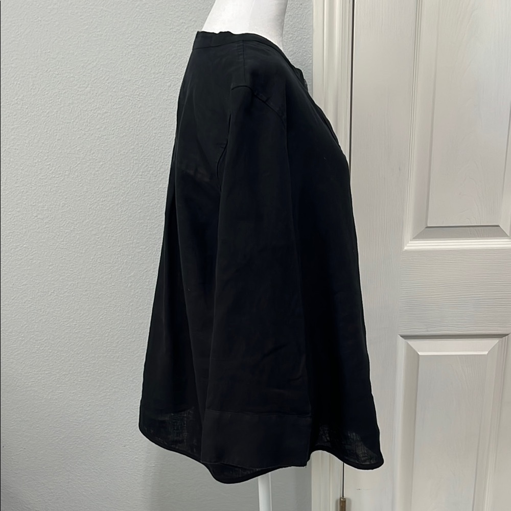 J.Crew Women's Black 100% Linen Long Sleeve Top Size Medium - Picture 3 of 13